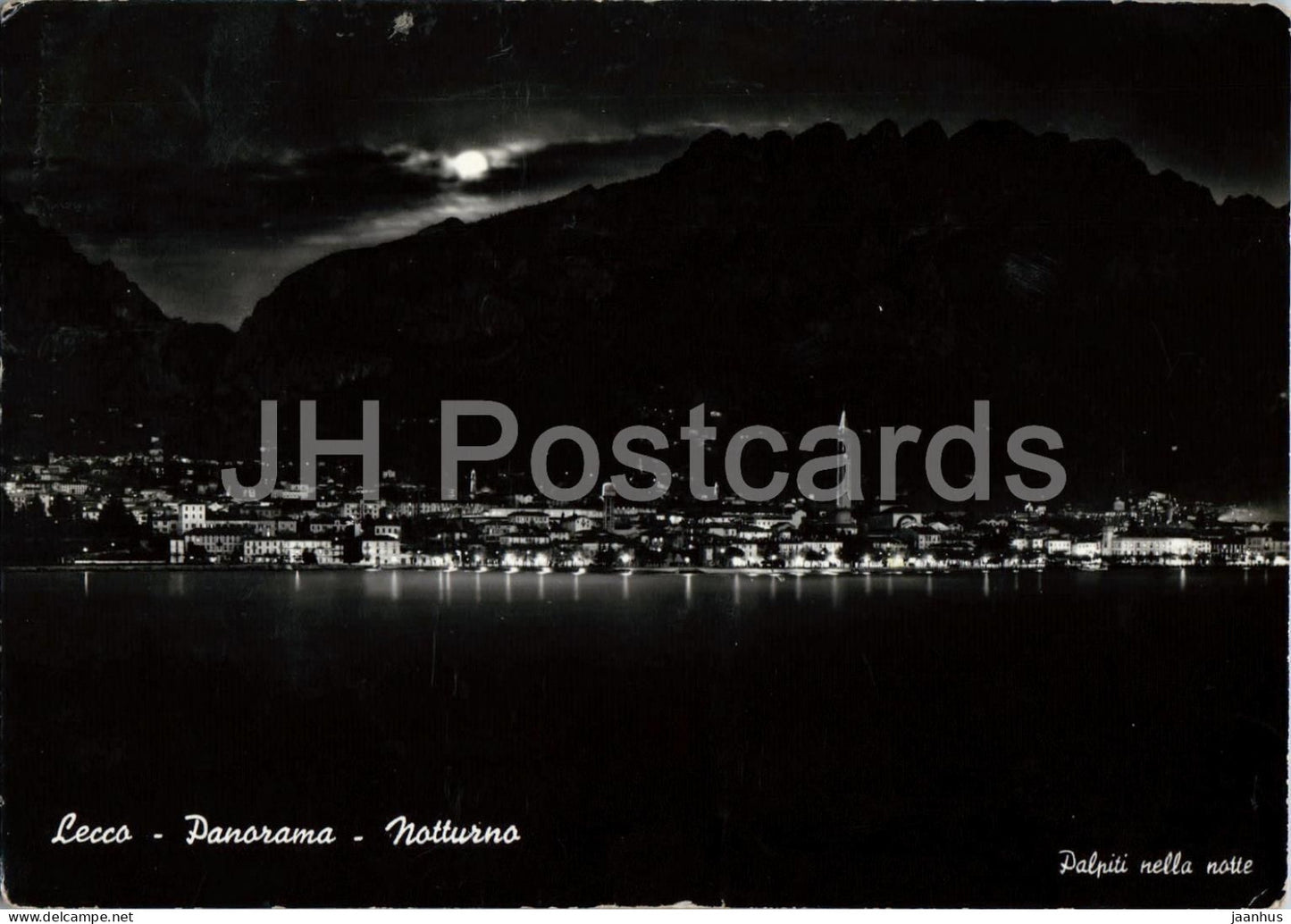 Lecco - Panorama notturno - Night panorama - night view - lakeside city - 98 - old postcard - Italy - used - JH Postcards