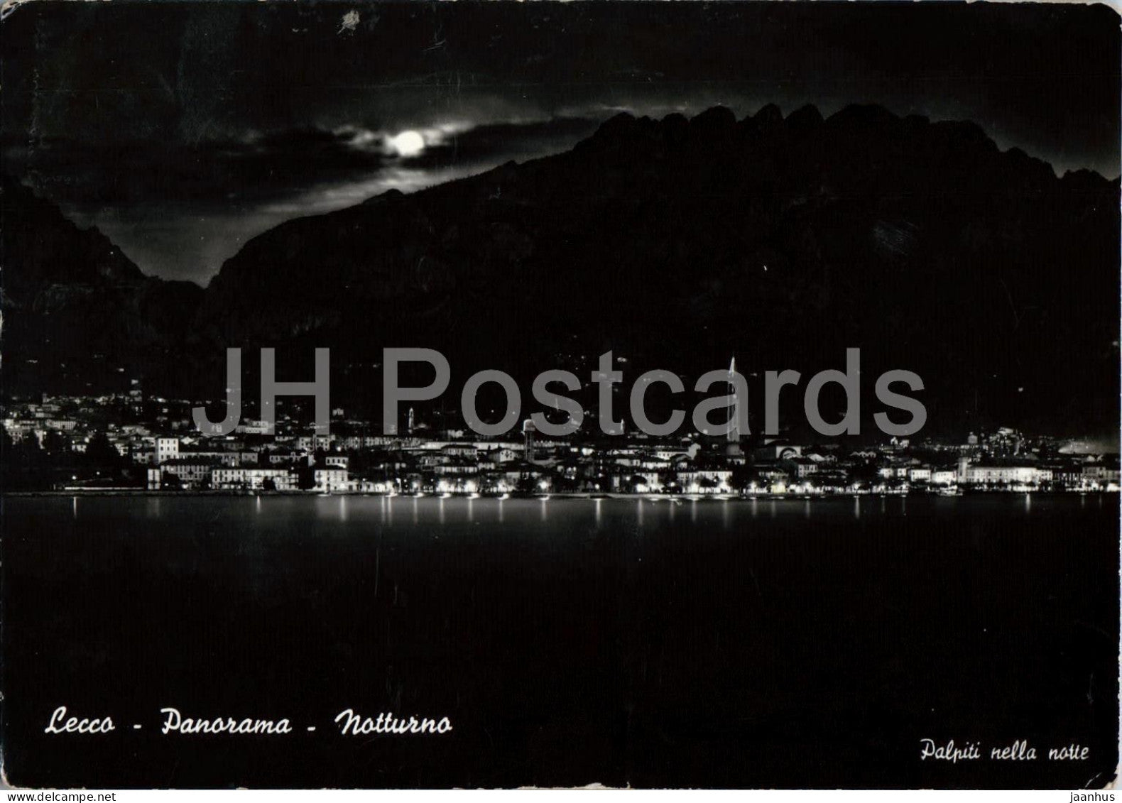 Lecco - Panorama notturno - Night panorama - night view - lakeside city - 98 - old postcard - Italy - used - JH Postcards