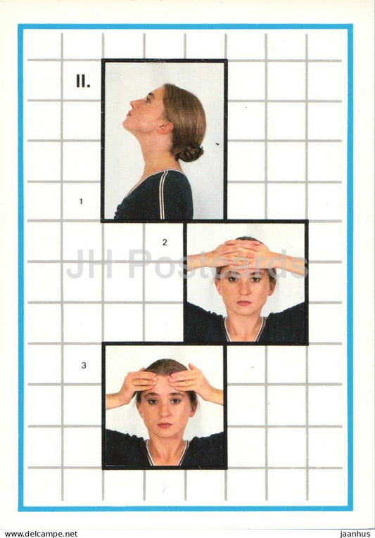 Exercises for Facial Muscles - Yoga - gymnastics instruction card - 1990 - Slovakia - Czechoslovakia - unused - JH Postcards