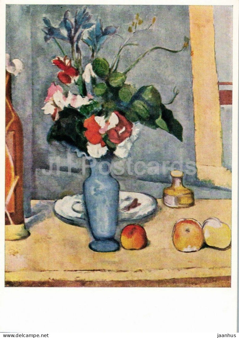 painting by Paul Cezanne - The Blue Vase - Die blaue Vase - flowers - French art - 1962 - Germany DDR - unused - JH Postcards