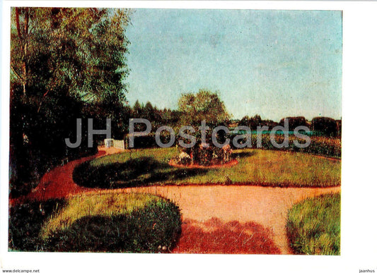 painting by G. Soroka - view of the front garden at the Malyutin estate - Russian art - 1975 - Russia USSR - unused - JH Postcards