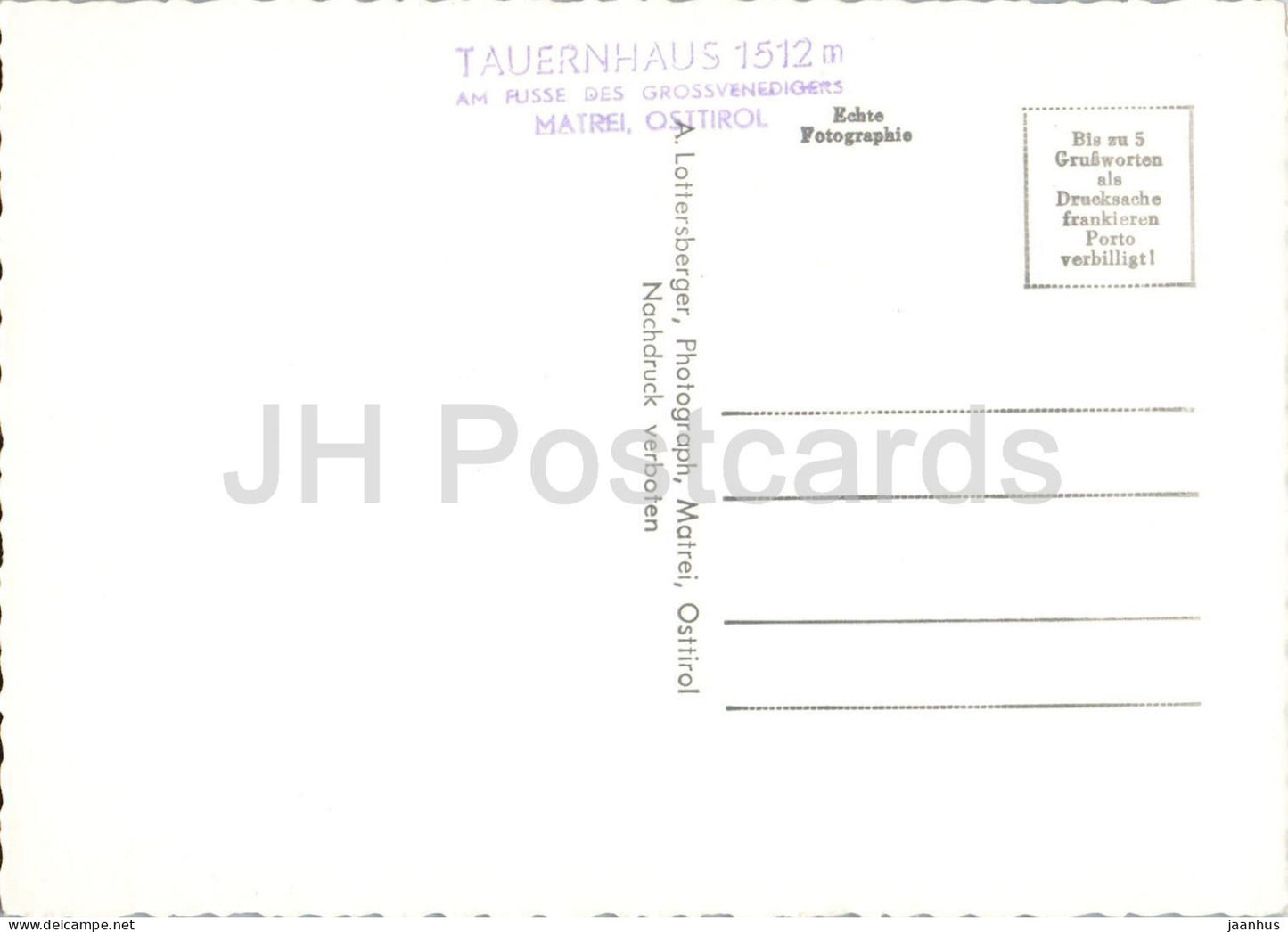 Tauerntal mit Großvenediger 3660 m - Gletschertal - Alpenlandschaft - Alpen - alte Postkarte - Österreich - unbenutzt 