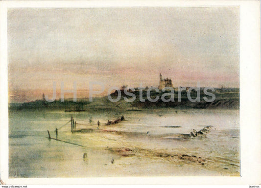 painting by A. K. Savrasov - Kimry - Thaw - Russian art - old postcard - 1957 - Russia USSR - unused - JH Postcards
