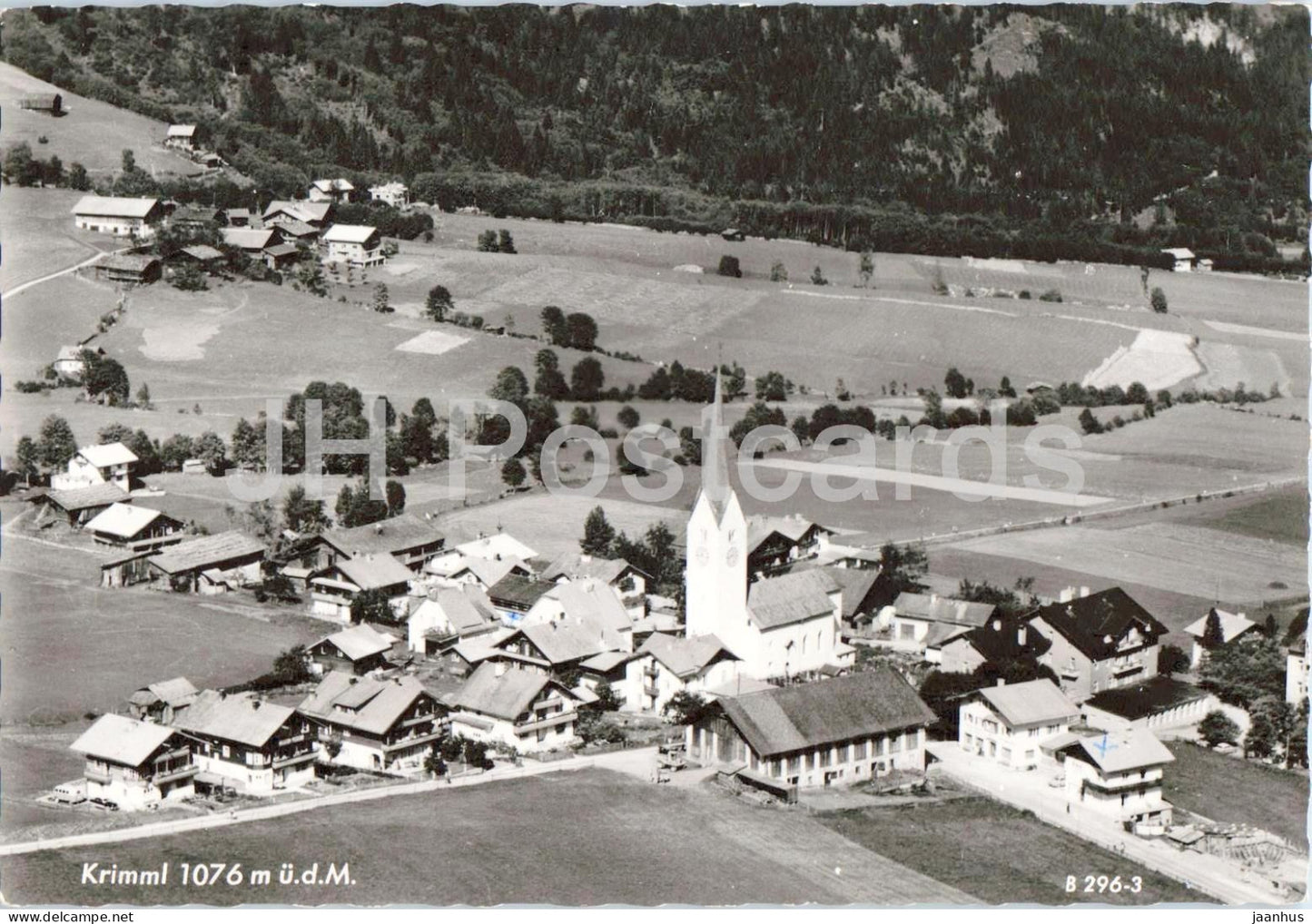 Krimml 1076 m u. d. M. - village view - church - Salzburg region - 296-3 - old postcard - Austria - unused - JH Postcards
