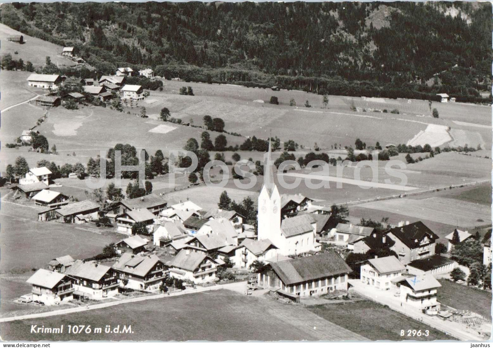Krimml 1076 m u. d. M. - village view - church - Salzburg region - 296-3 - old postcard - Austria - unused - JH Postcards