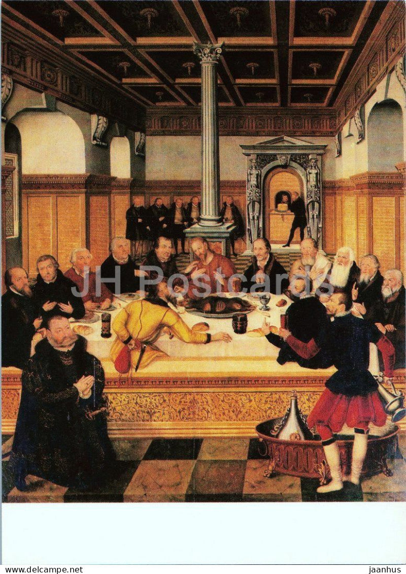 painting by Lucas Cranach the Younger - The Last Supper - Das Abendmahl - German art - 1982 - Germany DDR - unused - JH Postcards