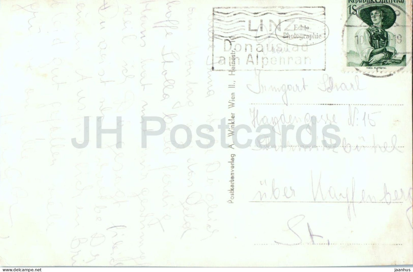 Linz ad Donau - Blick vom Postlingberg - panorama - ville - vue - 1565 G - carte postale ancienne - 1954 - Autriche - utilisé 