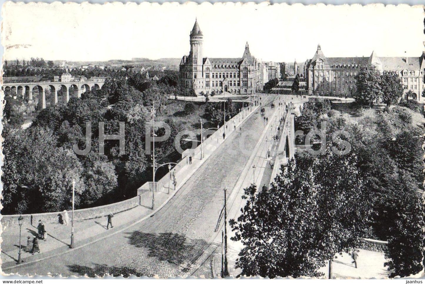 Luxembourg - Avenue et Pont Adolphe - Avenue and Adolphe Bridge - old postcard - 1953 - Luxembourg - used - JH Postcards