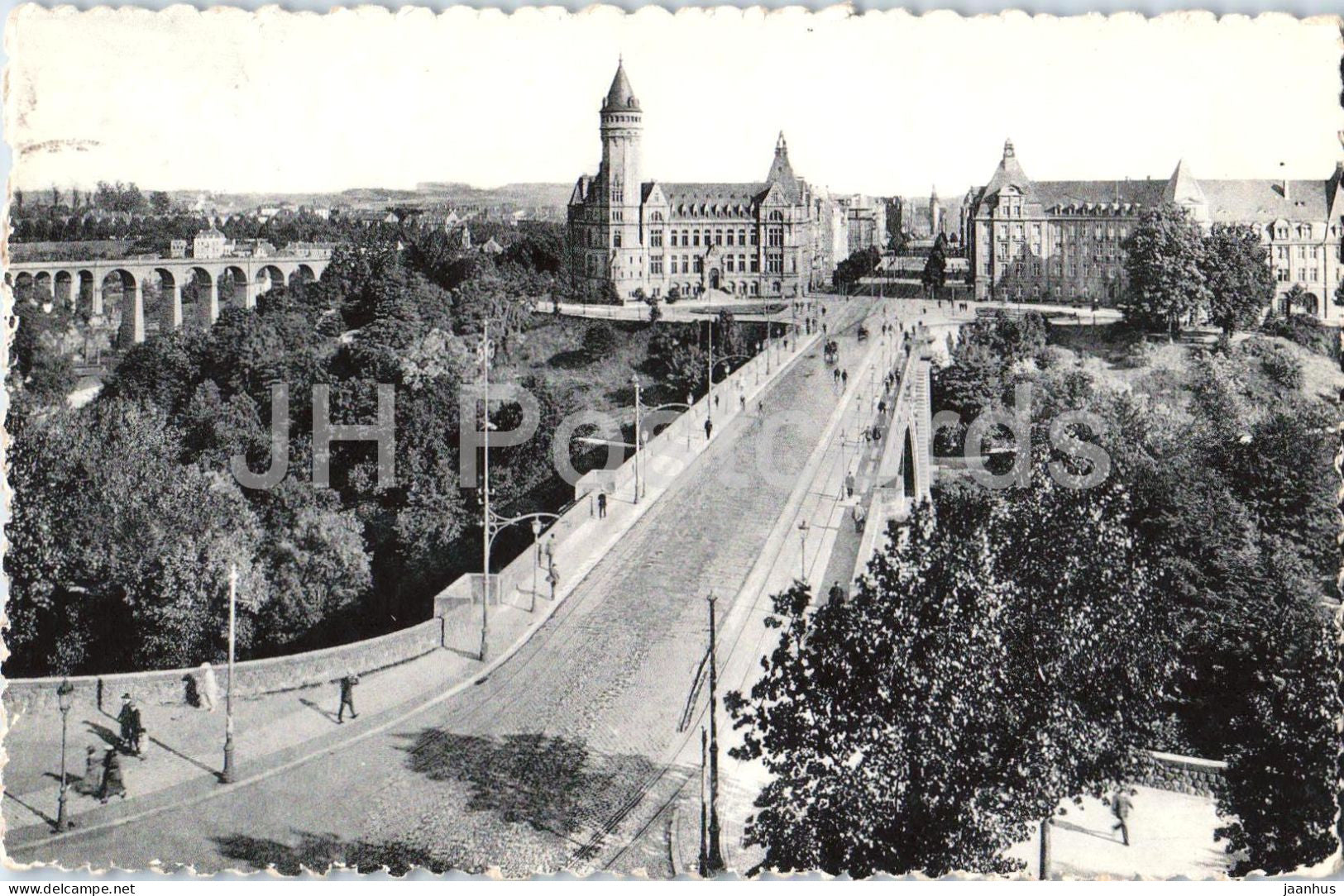 Luxembourg - Avenue et Pont Adolphe - Avenue and Adolphe Bridge - old postcard - 1953 - Luxembourg - used - JH Postcards