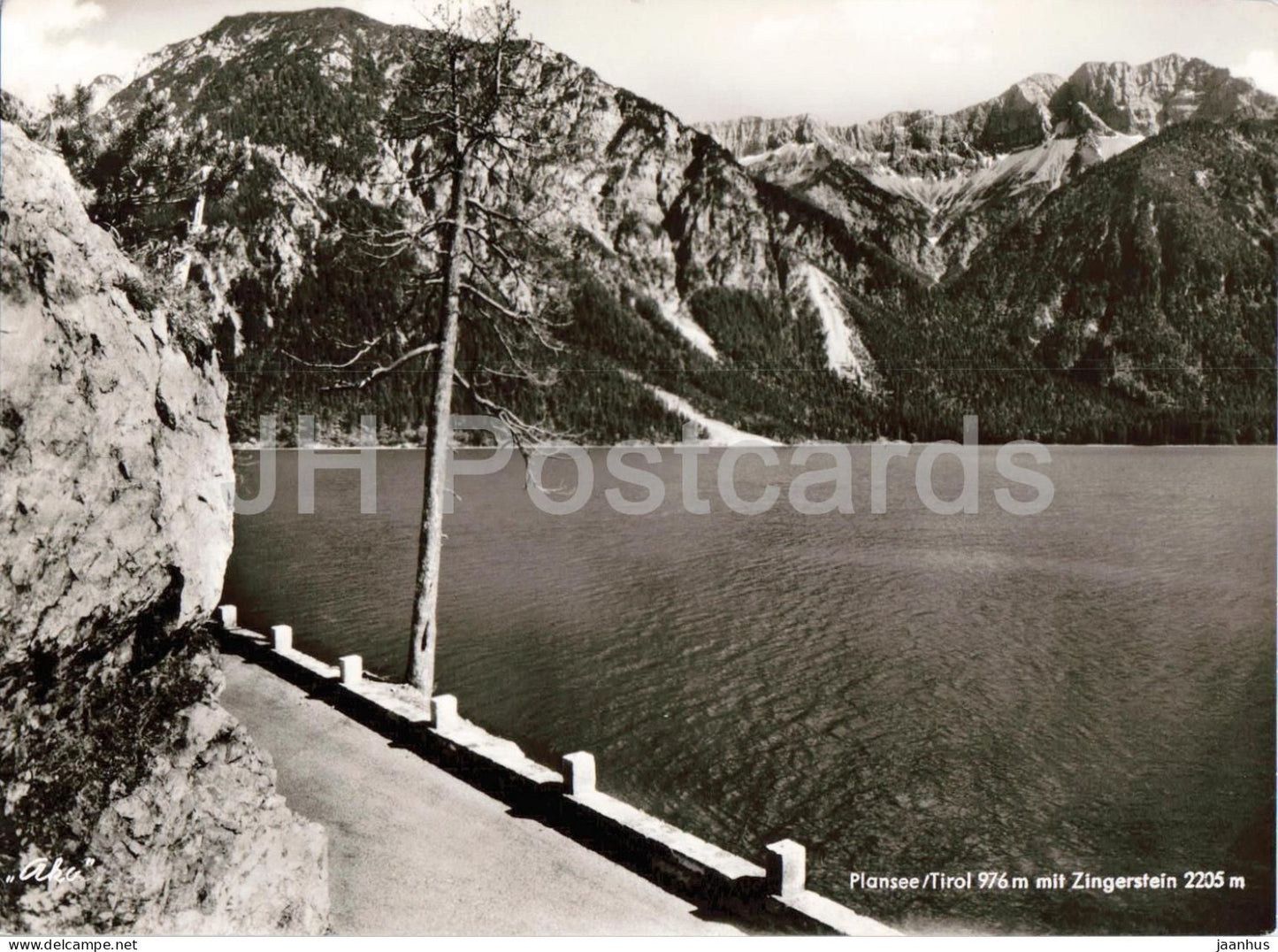 Plansee - Tirol 976 m mit Zingerstein 2205 m - hotel Seespitze - mountain lake - old postcard - Austria - unused - JH Postcards