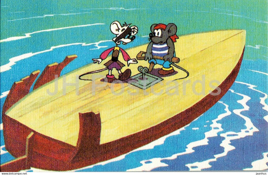 Leopold the Cat and the pirate mice - mouse - illustration - 7 - Russian cartoon art - 1986 - Russia - USSR - unused - JH Postcards