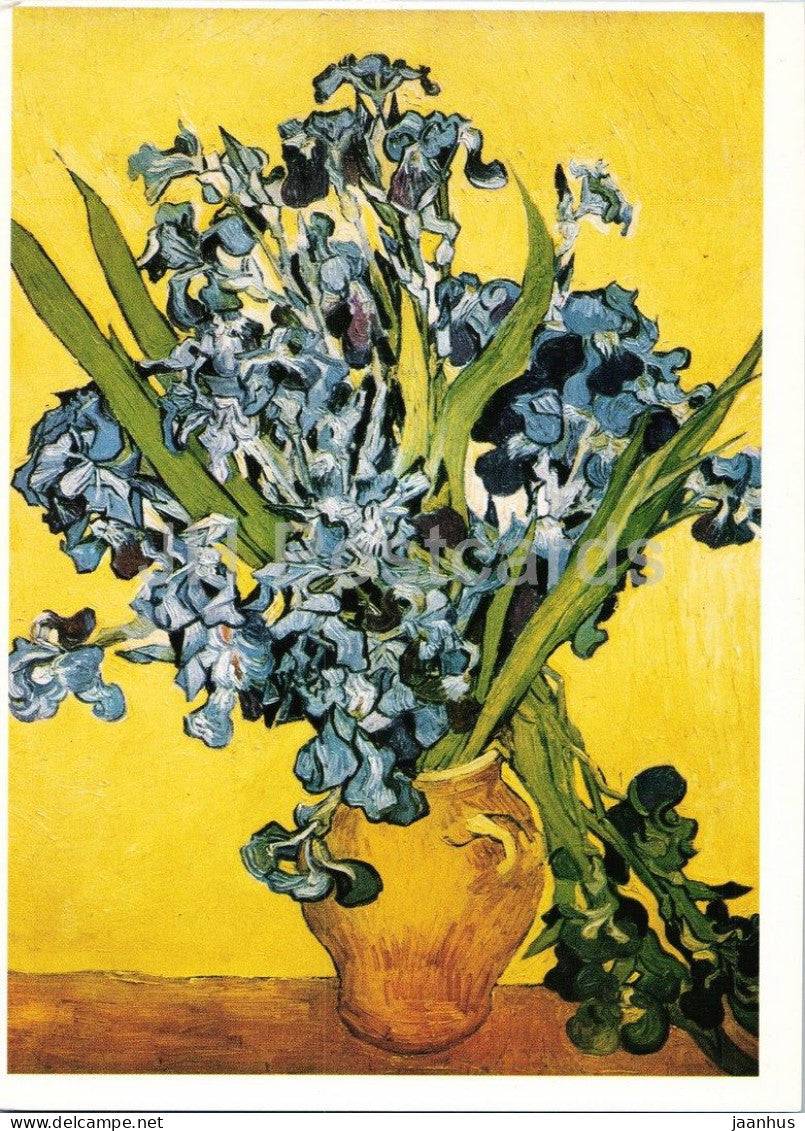 painting by Vincent van Gogh - Still Life: Irises - Dutch art - 2004 - United Kingdom - unused - JH Postcards