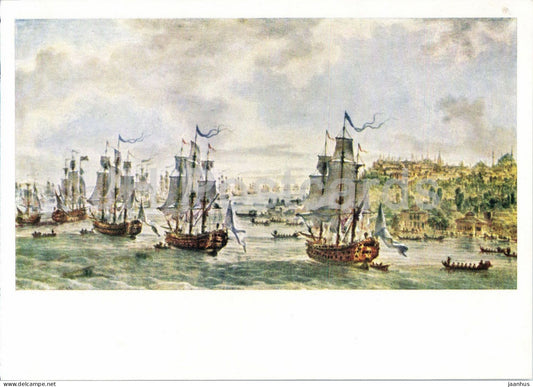 watercolor by M. Ivanov - Russian Squadron in the Bosphorus - ship - Russian art - 1965 - Russia USSR - unused - JH Postcards
