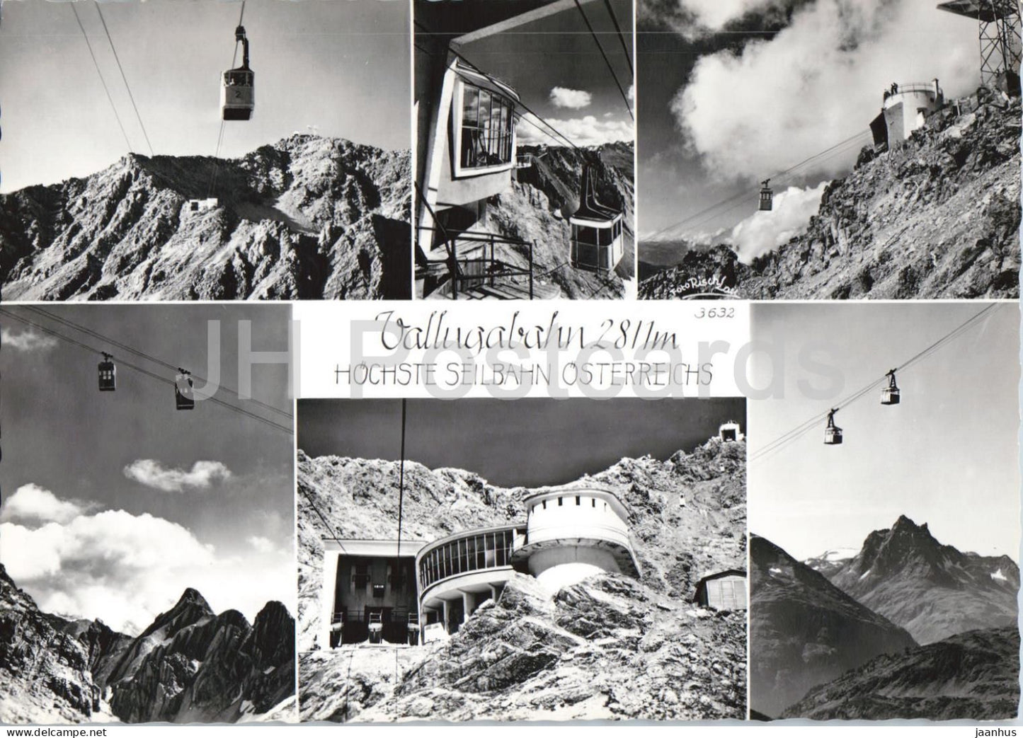Vallugabahn - Hochste Seilbahn Osterreichs 2811 m - cable car - mountains - multiview - old postcard - Austria - unused - JH Postcards
