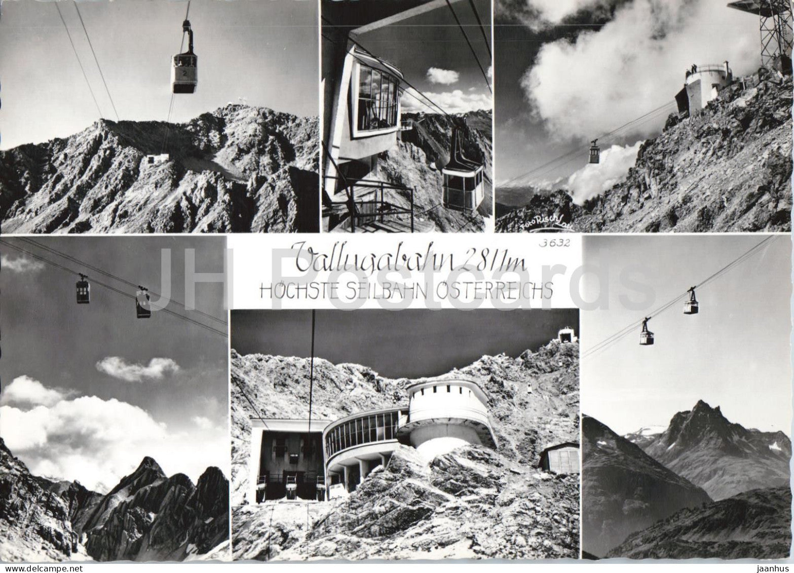 Vallugabahn - Hochste Seilbahn Osterreichs 2811 m - cable car - mountains - multiview - old postcard - Austria - unused - JH Postcards