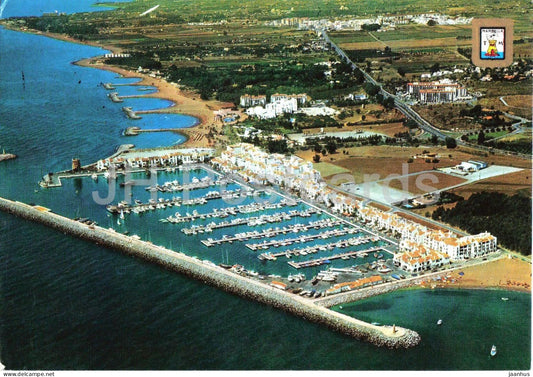 Marbella Costa del Sol Aerial view of Puerto Banus - marina - yachts harbour - aerial view - 282 - Spain - used - JH Postcards