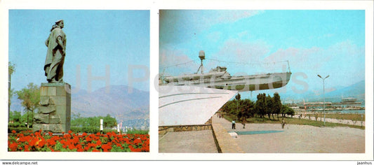 Novorossiysk - monument to unknow sailor - monument to the heroic Black Sea sailors - boat - 1985 - Russia USSR - unused - JH Postcards