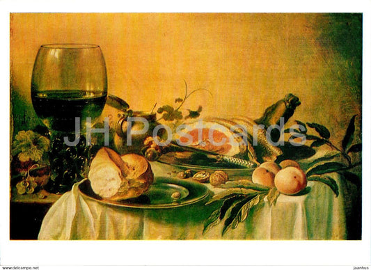 painting by Pieter Claesz - Still Life with Ham - Dutch art - 1981 - Russia USSR - unused - JH Postcards