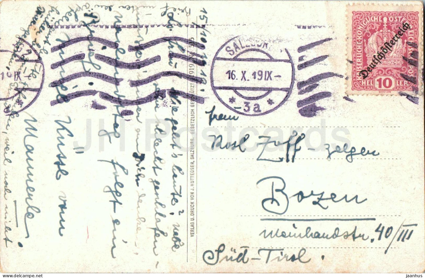 Salzburg von Parsch aus - 515 - old postcard - 1919 - Austria - used