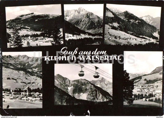 Gruss aus dem Kleinen Walsertal - Kleinwalsertal - mountains cable car multiview - old postcard - 1958 - Austria - used - JH Postcards