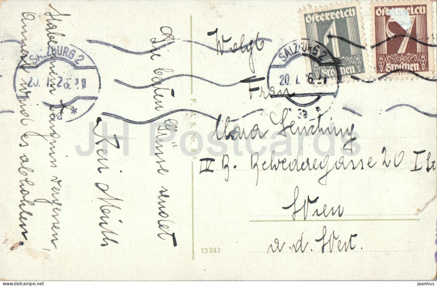 Salzburg - Staatsbrücke - Brücke - Straßenbahn - 13242 - alte Postkarte - 1926 - Österreich - gebraucht 