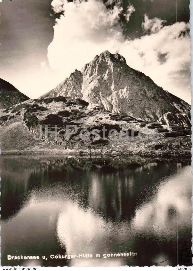 Drachensee u. Coburger Hutte m. Sonnenspitze - mountain lake - 81734 - old postcard - Austria - unused - JH Postcards