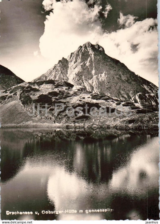 Drachensee u. Coburger Hutte m. Sonnenspitze - mountain lake - 81734 - old postcard - Austria - unused - JH Postcards