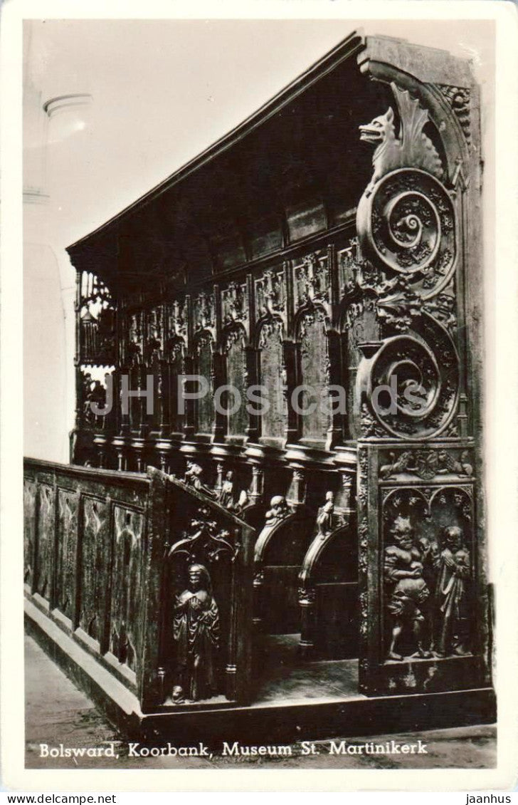 Bolsward - Koorbank - Museum St. Martinikerk - Choir Stalls - church - old postcard - 1955 - Netherlands - unused - JH Postcards
