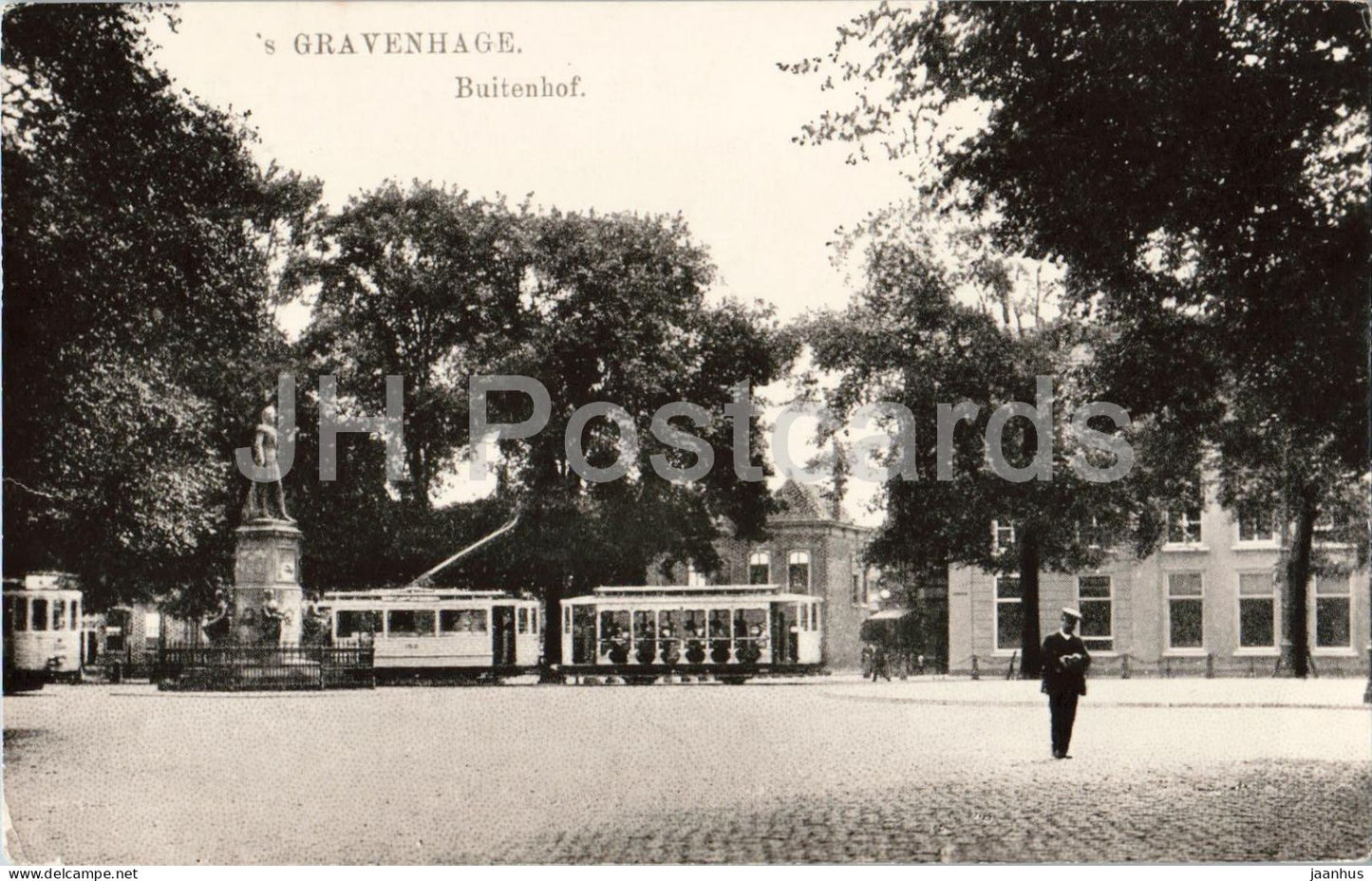 s Gravenhage Buitenhof - The Hague Buitenhof - tram - square - old postcard - Netherlands - used - JH Postcards