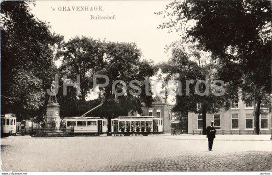 s Gravenhage Buitenhof - The Hague Buitenhof - tram - square - old postcard - Netherlands - used - JH Postcards