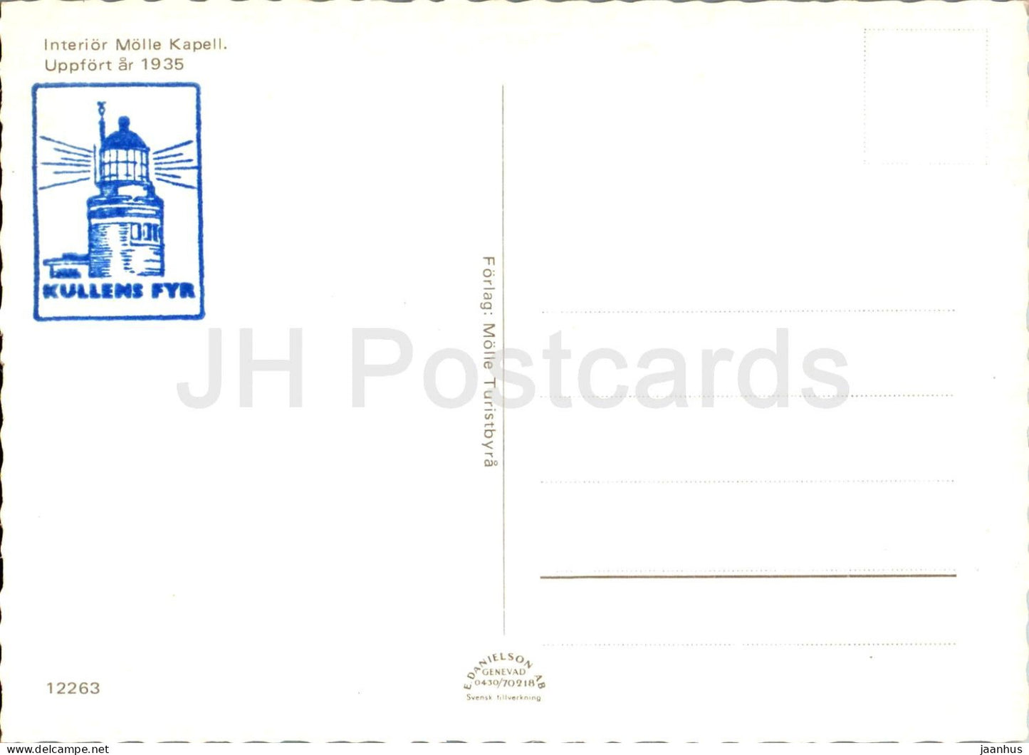 Intérieur Molle Kapell - chapelle - 12263 - Suède - inutilisé 