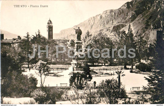 Trento - Piazza Dante - Dante Square - monument - town - old postcard - Italy - unused - JH Postcards