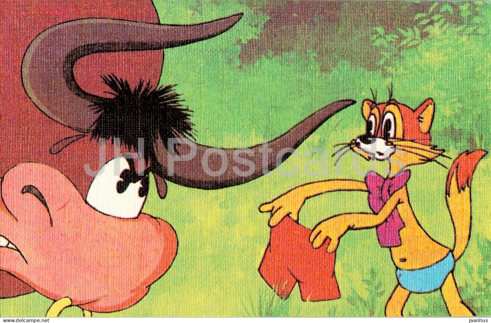 Leopold the Cat and the pirate mice - mouse - illustration - 13 - bull - cartoon art - 1986 - Russia - USSR - unused - JH Postcards