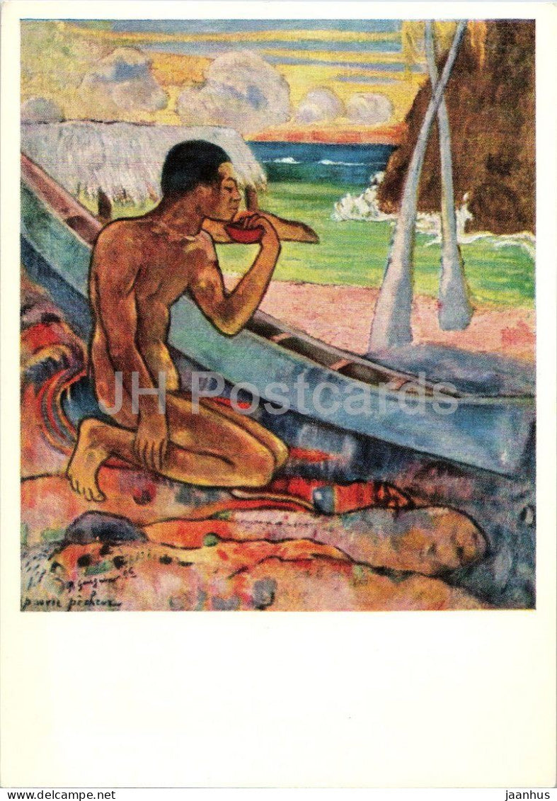 painting by Paul Gauguin - The Poor Fisherman - boat - Der Arme Fischer - French art - 688 - 1966 - Germany DDR - unused - JH Postcards