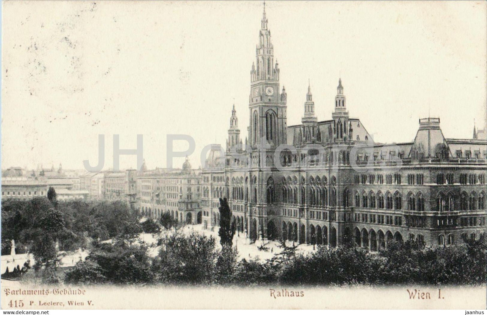Vienna - Rathaus Wien - Parlaments Gebaude - Town Hall - No. 415 - old postcard - 1908 - Austria - used - JH Postcards