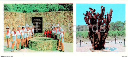 Novorossiysk - Death Valley memorial complex - monument Explosion - pioneers - 1985 - Russia USSR - unused - JH Postcards