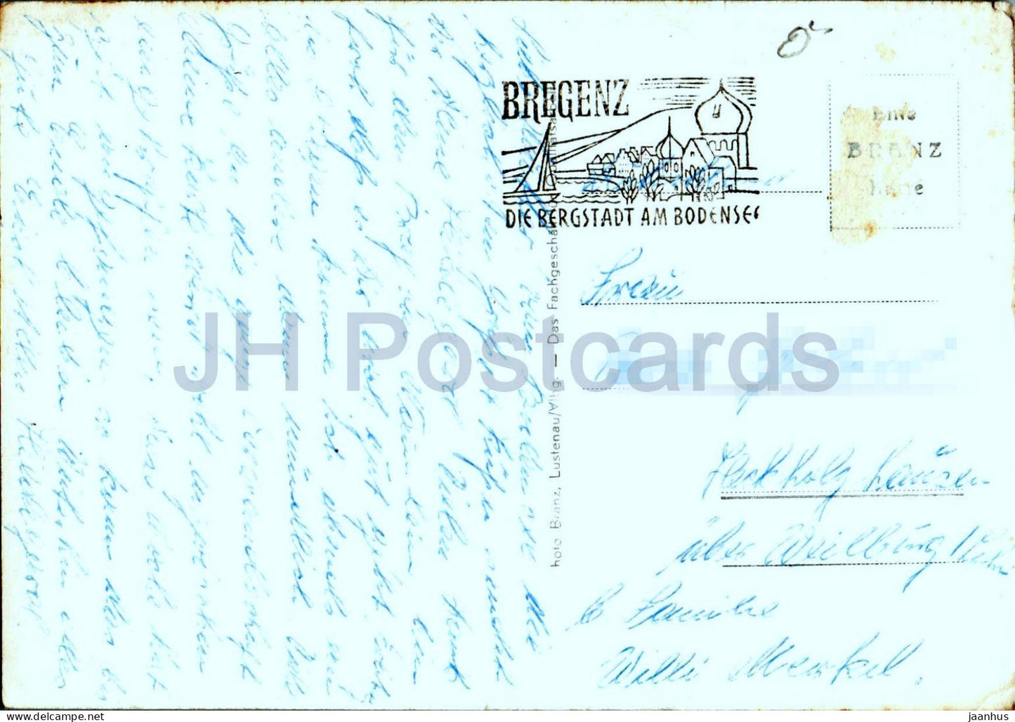 Bregenz am Bodensee - panorama de la ville - lac - 447 - ancienne carte postale - Autriche - usagée
