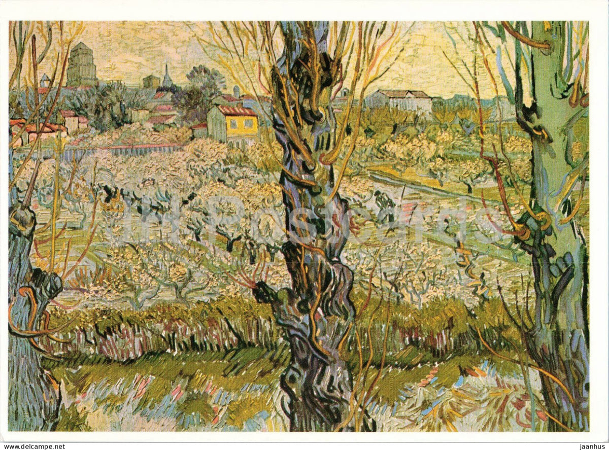 painting by Vincent van Gogh - View of Arles with Orchards - Dutch art - 2004 - United Kingdom - unused - JH Postcards