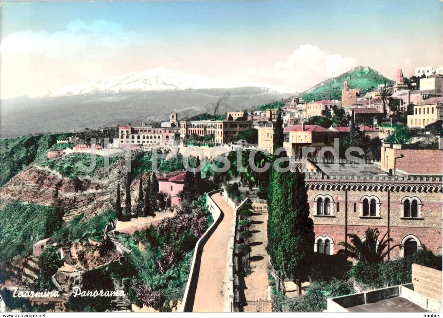 Taormina - Panorama - mountains - Sicily - Etna - 12459 - old postcard - Italy - unused - JH Postcards