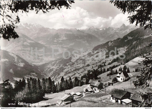 Kristberg geg. Ratikon - alpine village - mountain valley - church - panorama - 941 - old postcard - Austria - unused - JH Postcards