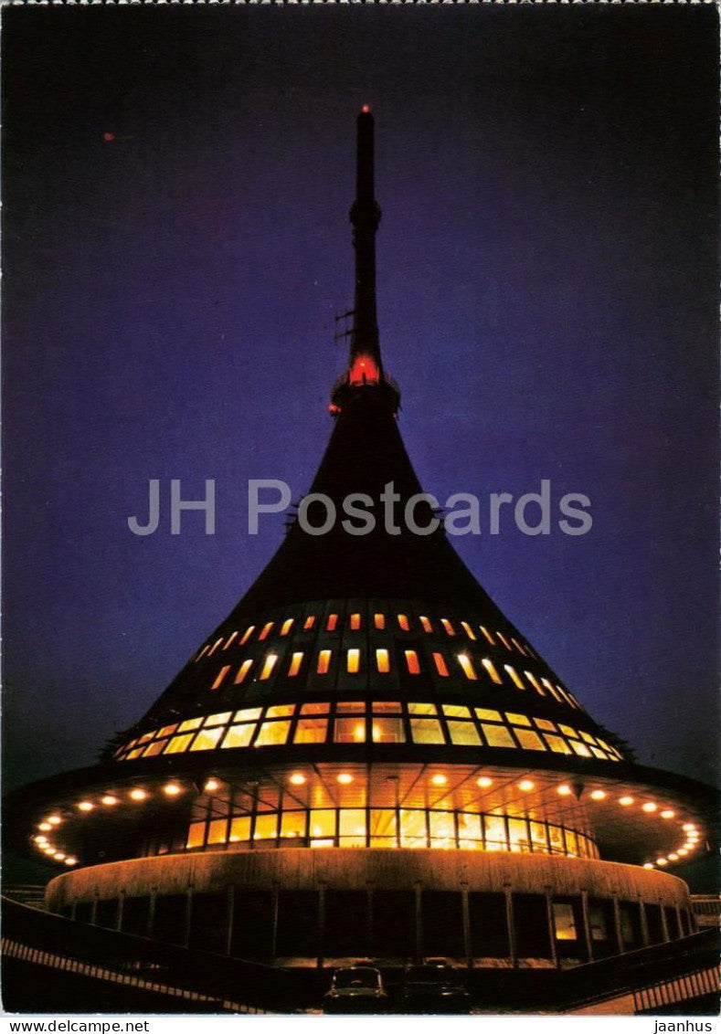 Jested mountain 1012 m - TV relay station at night - Czech Republic - Czechoslovakia - unused - JH Postcards