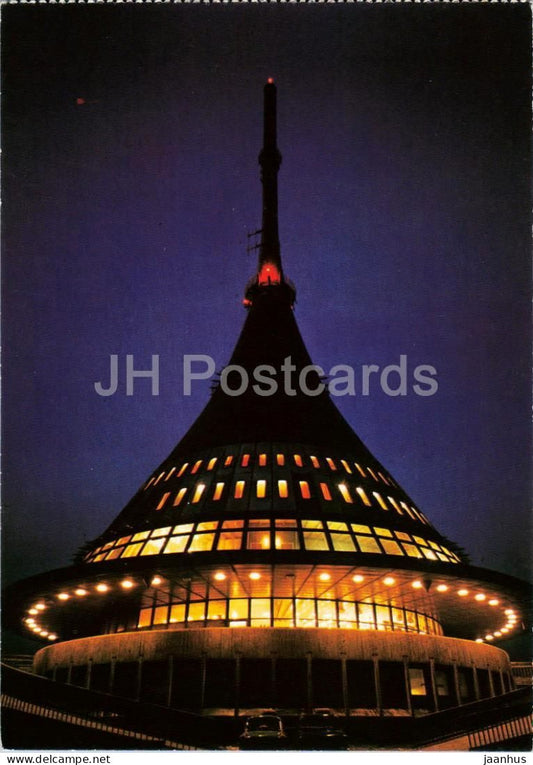 Jested mountain 1012 m - TV relay station at night - Czech Republic - Czechoslovakia - unused - JH Postcards