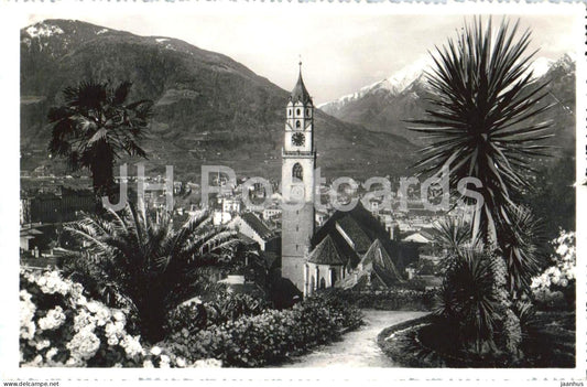 Merano - Meran - alpine town - panorama - Alps - mountains - 3/173 - old postcard - 1954 - Italy - used - JH Postcards