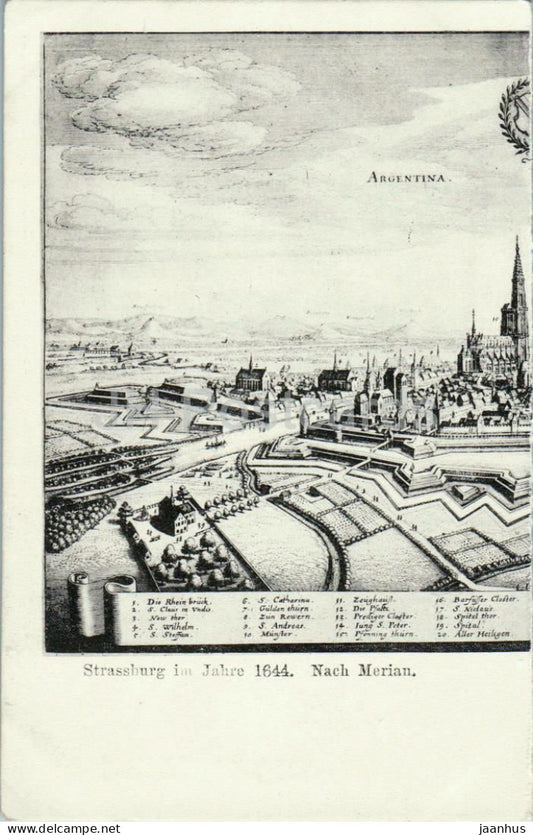 Strassburg im Jahre 1644 nach Merian - Drucksache - Strasbourg - historical city map - old postcard - France - unused - JH Postcards