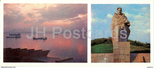 Novorossiysk - sunset on the sea - Monument to the Sailors of the Revolution - 1985 - Russia USSR - unused - JH Postcards
