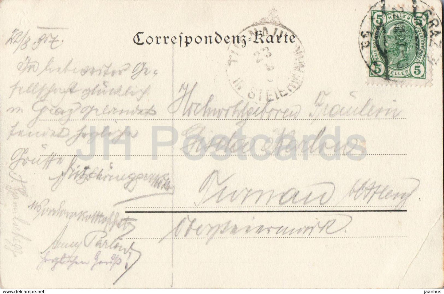 Graz - Franz Josef-Brunnen - fontaine - 2888 - carte postale ancienne - 1907 - Autriche - utilisé 