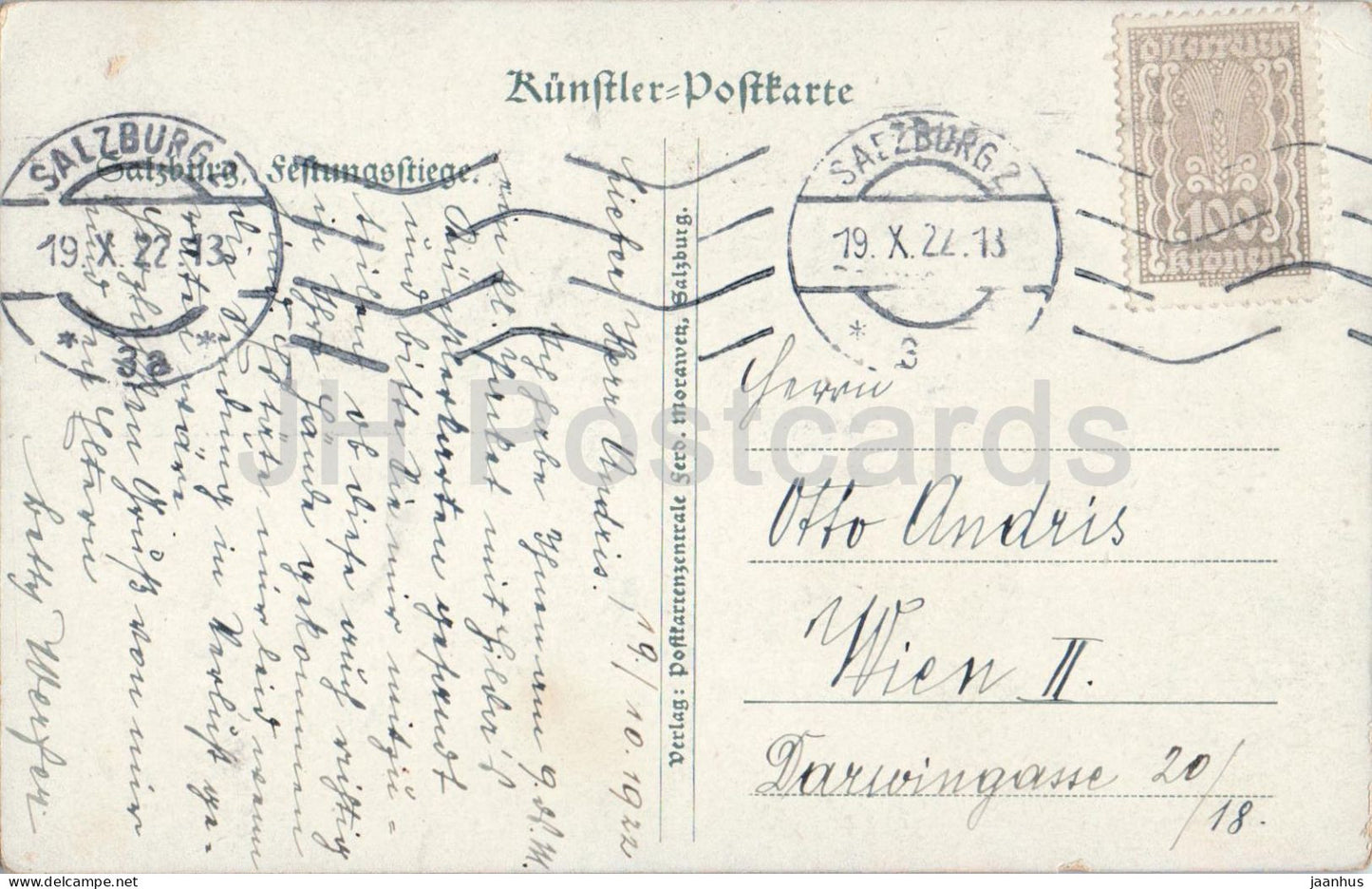 Salzburg - Festungsstiege - illustration by Pichler - old postcard - 1922 - Austria - used