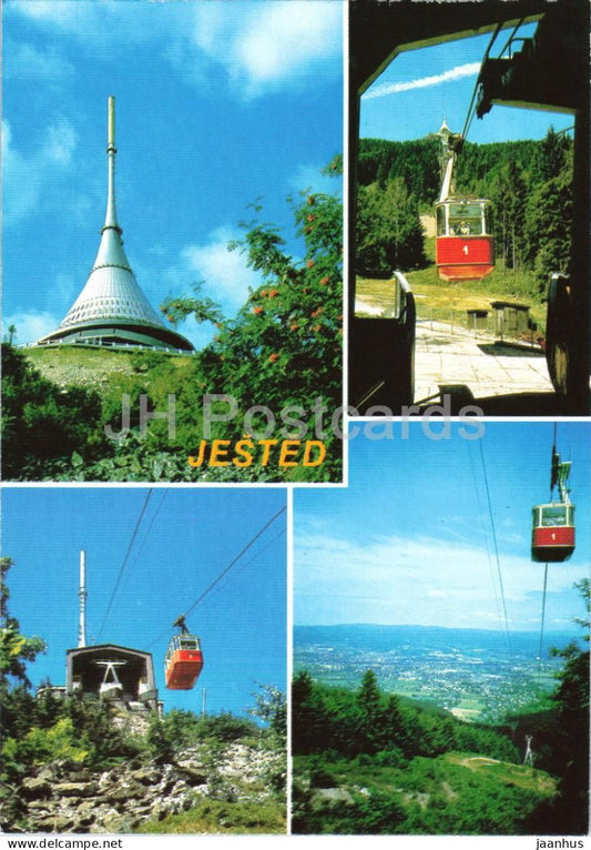 Jested mountain 1012 m - cable car - multiview - Czech Republic - Czechoslovakia - unused - JH Postcards