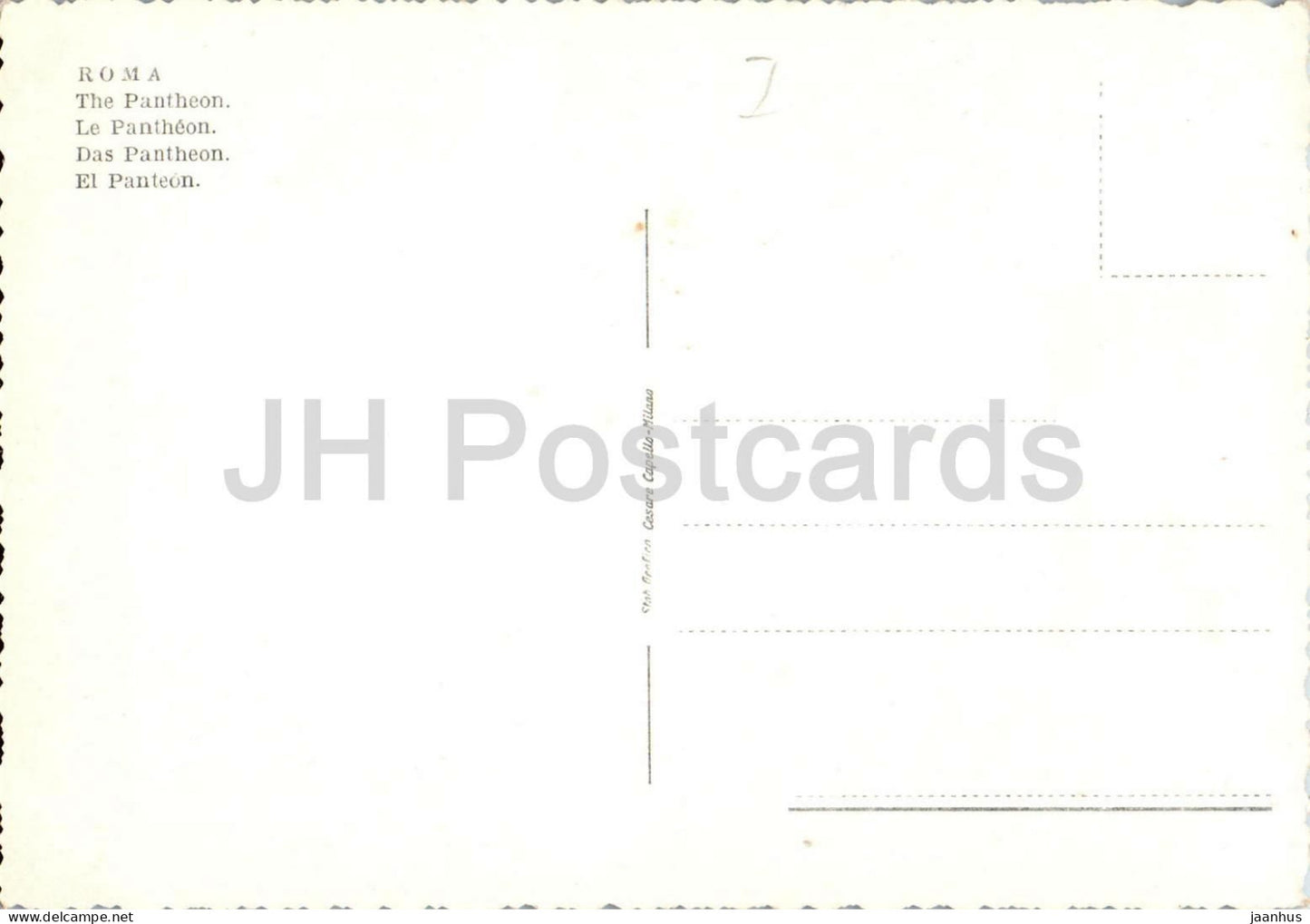 Roma - Rome - Il Pantheon - The Pantheon - ancient monument - column - car horse carriage old postcard - Italy - unused