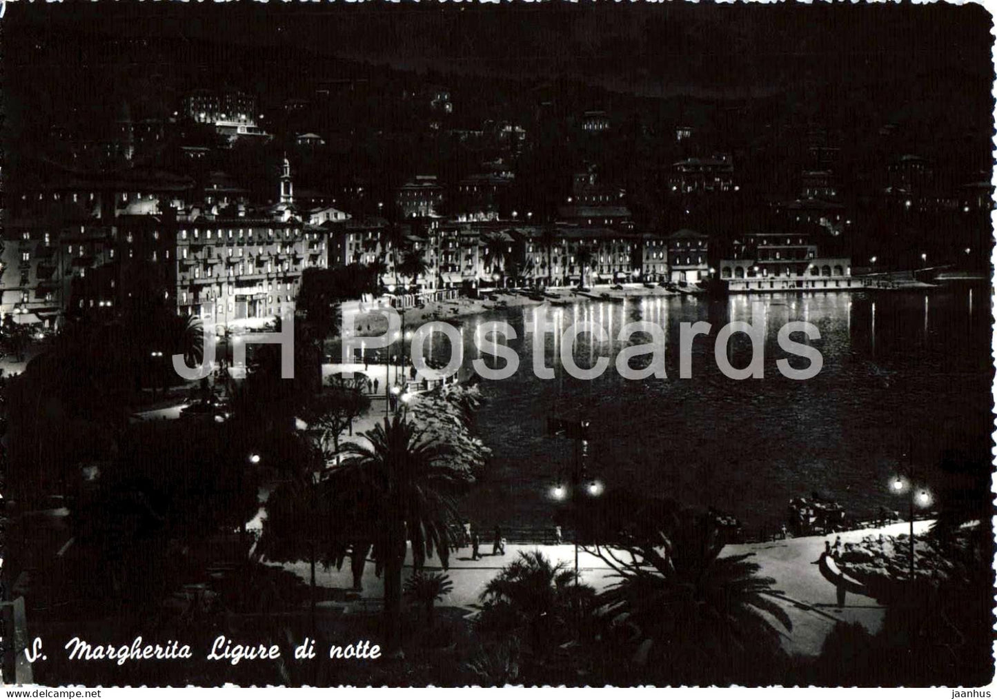 S. Margherita Ligure di notte - Santa Margherita Ligure at night - night view - Riviera - old postcard - Italy - used - JH Postcards